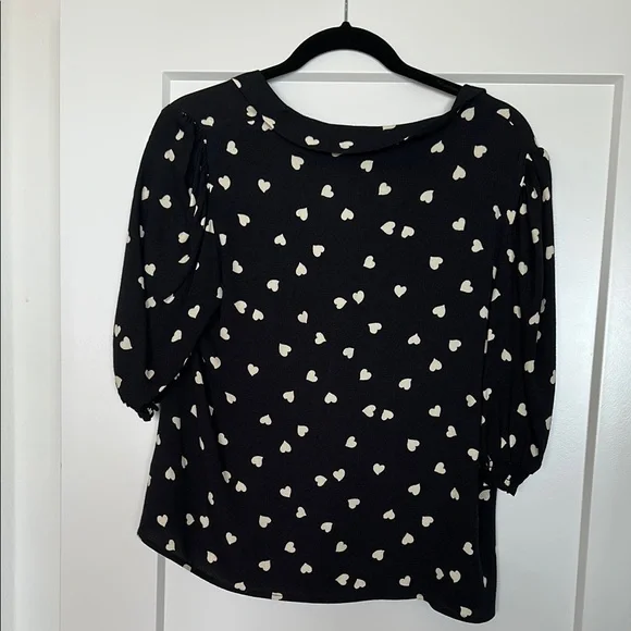 Reformation Joelle Black Heart Print Blouse - Picture 12 of 16